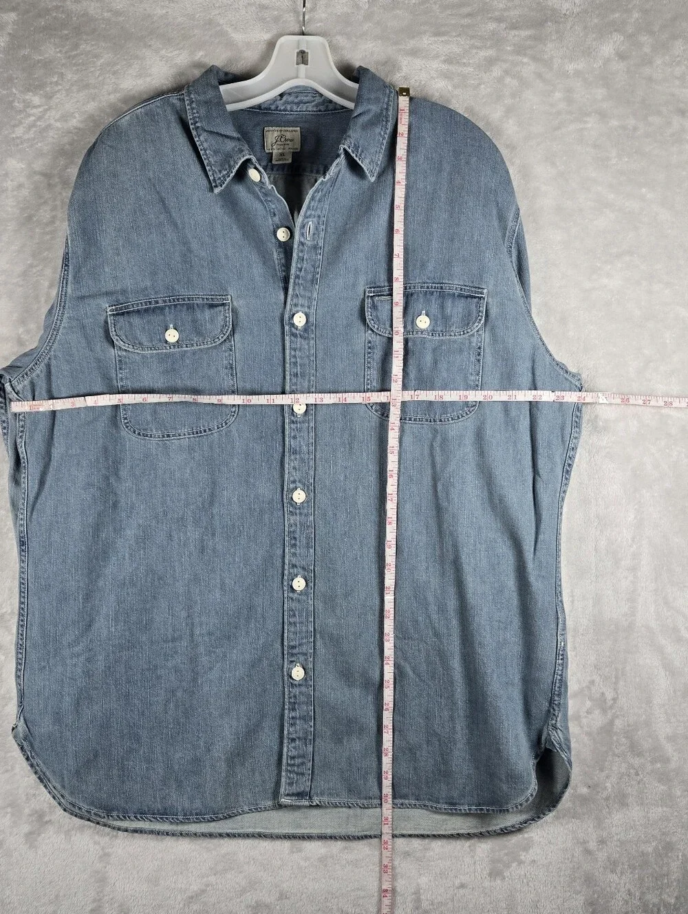 J Crew Denim Work Shirt Mens Size XL Blue Midweight Button Up Casual BT744